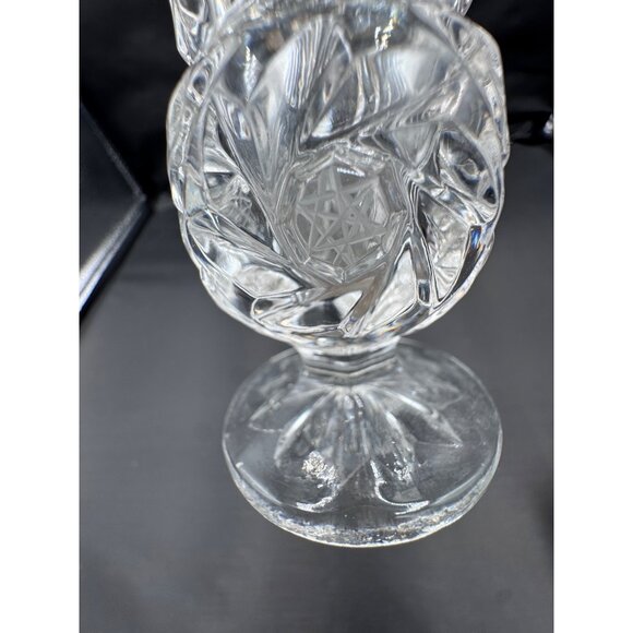 Vintage Pressed Crystal Bud Vase + Pressed Glass Toothpick Holder – Clear Glass - Picture 3 of 9